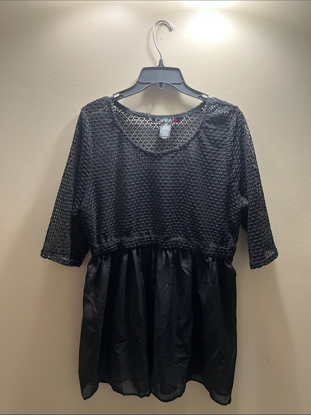 Black Long Sleeve Crochet Bodice Dress